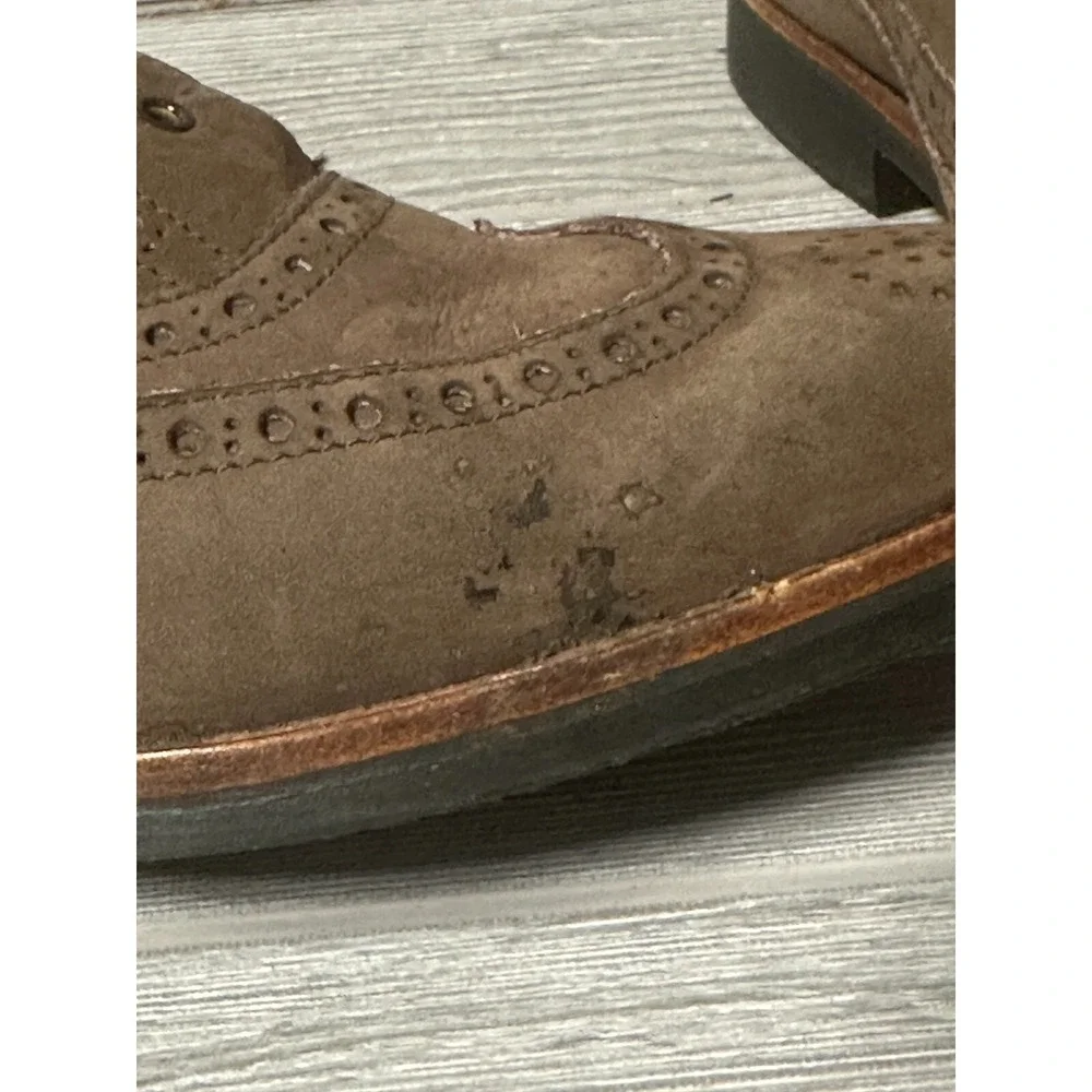 Mens Brown Suede Wingtip Brogue Oxford Dress Shoes Lace‎ Up Casual